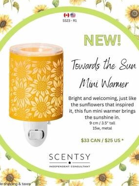 Scentsy Yellow Sunflower Mini Warmer